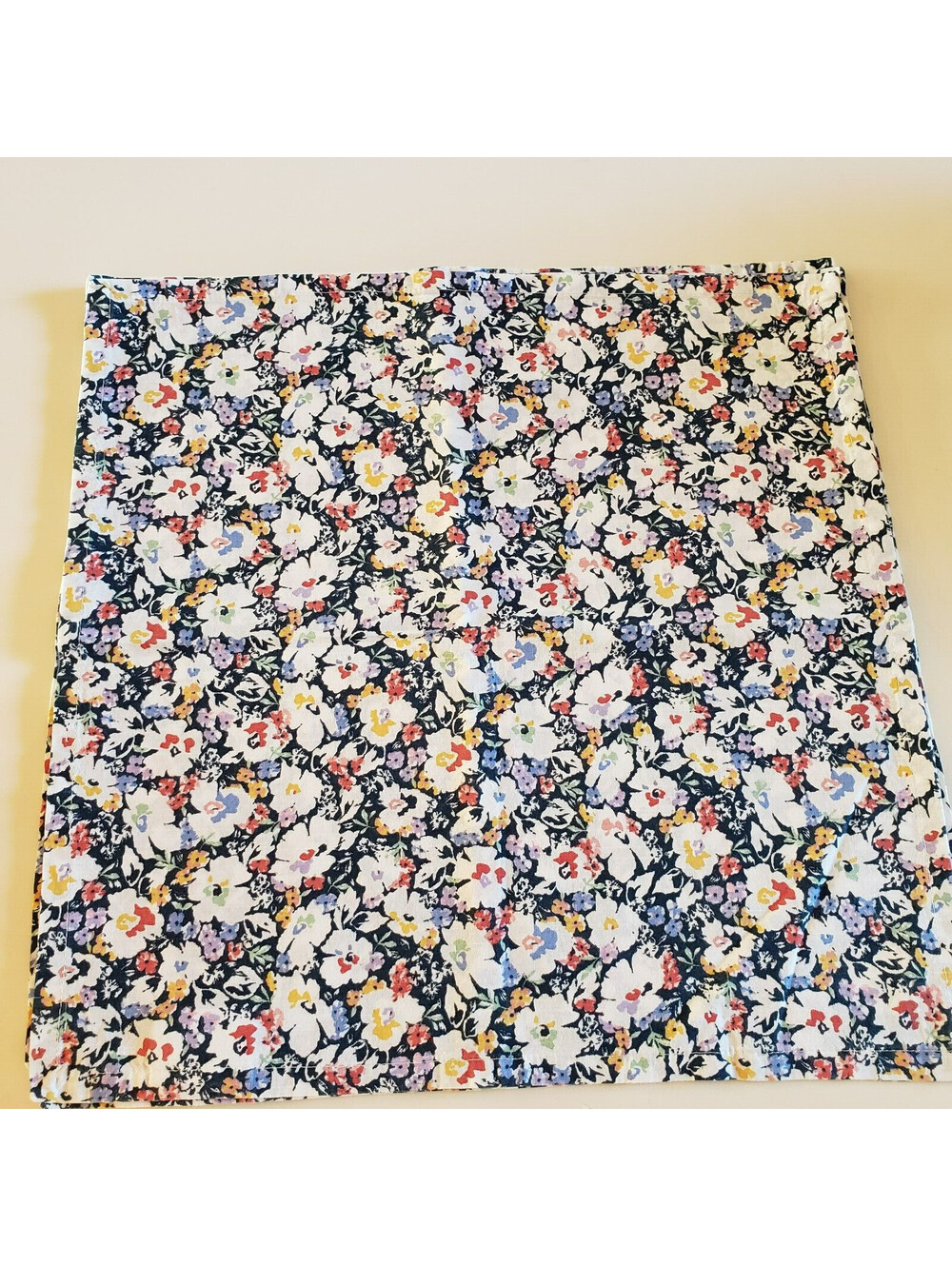 Wild Sage Cotton Napkins Pansies Violas Qty 4  Lola Flora 19x19 Navy Blue Flower